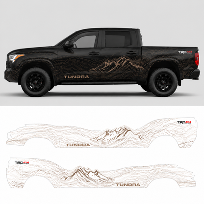 Toyota Tundra Topographic Mountain Decal – Outdoor Adventure Vinyl Truck Graphics