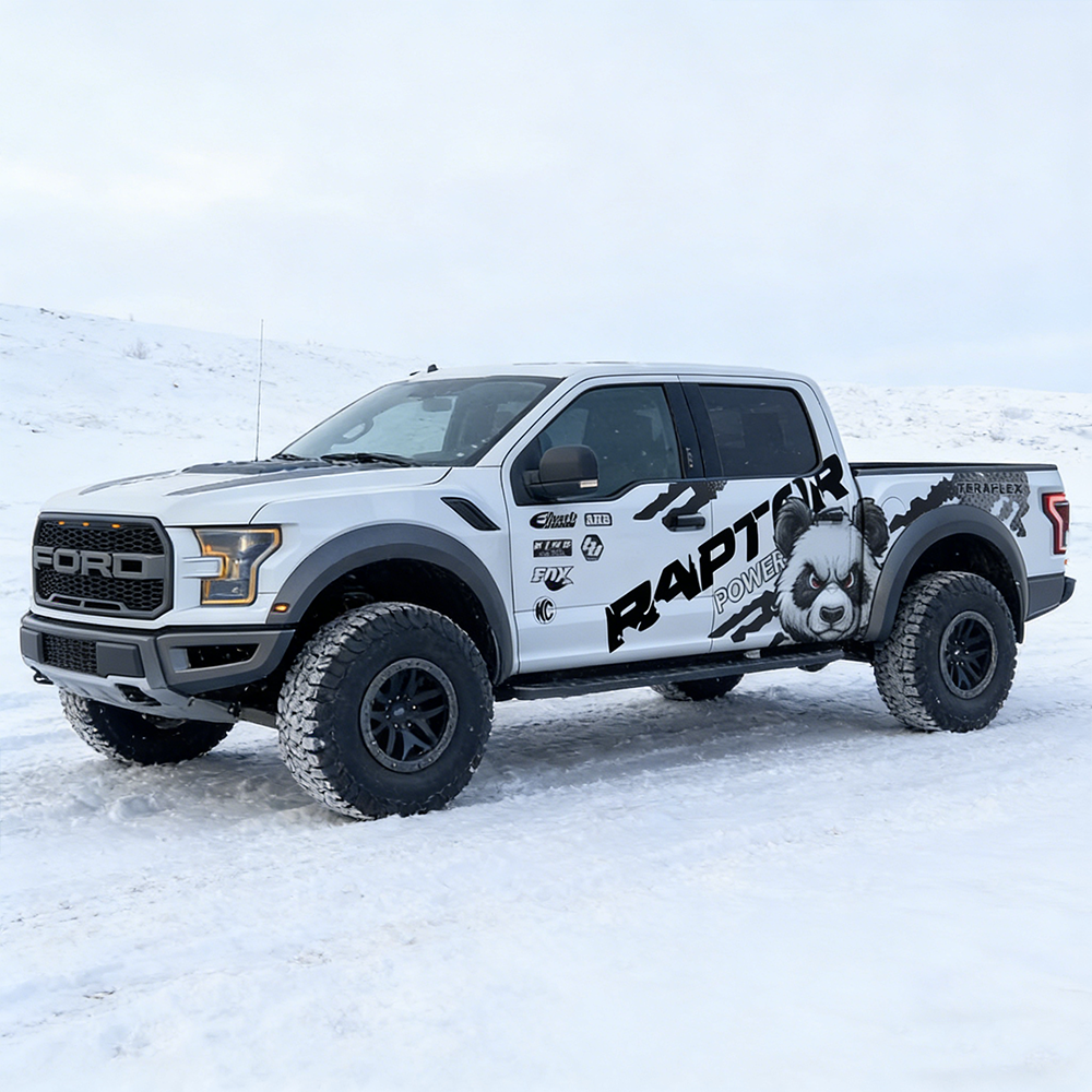 Panda Graphic Pickup Truck Decal | Black Off-Road Performance Vinyl Wrap Kit