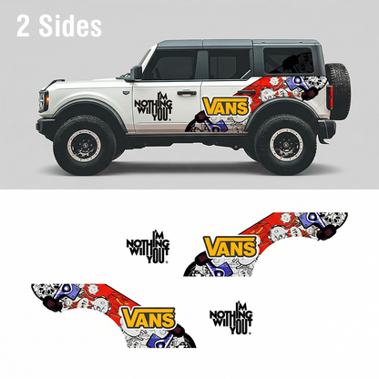 Street Graffiti SUV Decal Wrap for Jeep Wrangler | Skate Style Cartoon Overland Side Graphics