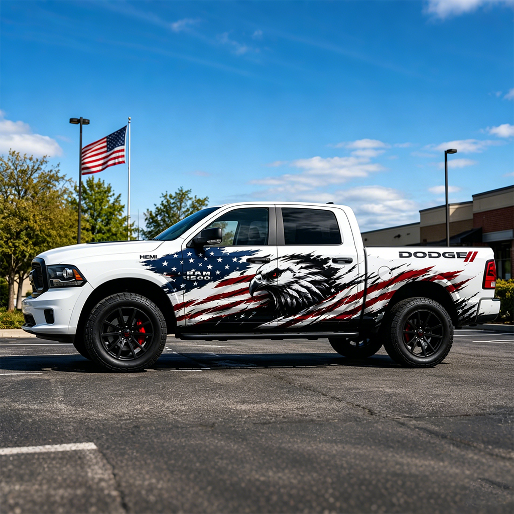 American Eagle Truck Decal for Dodge Ram | Patriotic Flag Vinyl Wrap