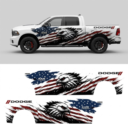 American Eagle Truck Decal for Dodge Ram | Patriotic Flag Vinyl Wrap