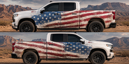 American Flag Truck Decal for Chevrolet Silverado | Distressed Patriotic Side Vinyl Wrap