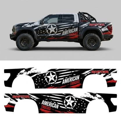 American Flag Off-Road Truck Decal | Patriotic Raptor Style Vinyl Wrap