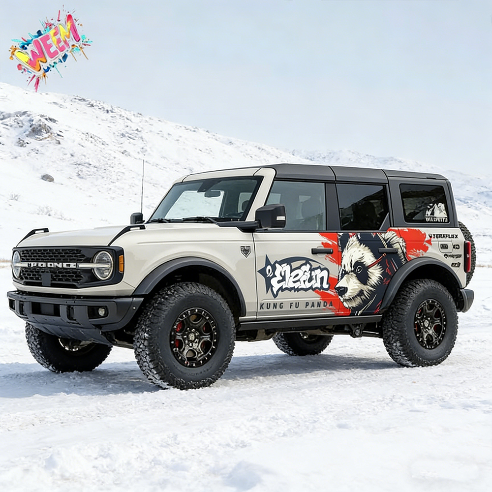 Kung Fu Panda Style SUV Decal for Bronco | Martial Arts Panda Side Graphic Wrap