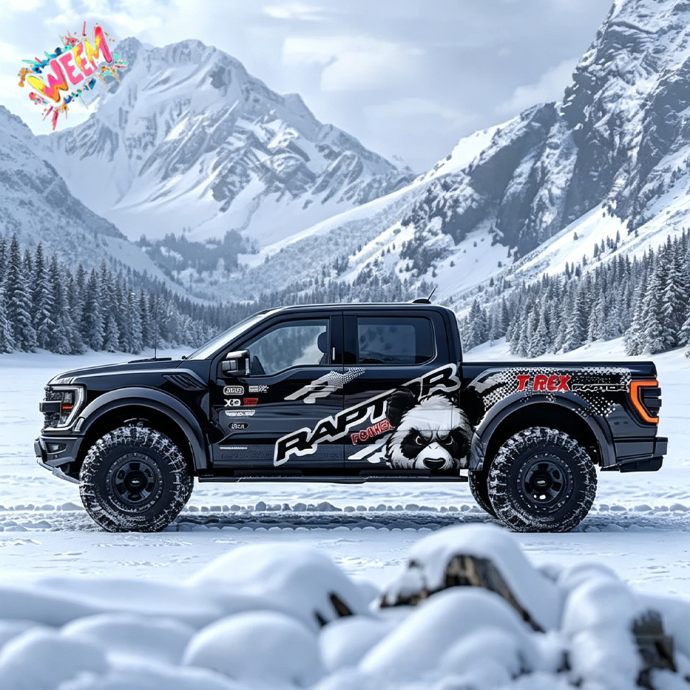 Snow Wolf Car Decal for Ford Raptor | Winter Animal Vinyl Wrap