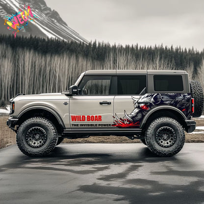 Wild Boar SUV Decal for Ford Bronco | Aggressive Off-Road Animal Side Vinyl Wrap