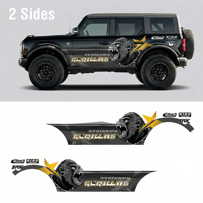 Aggressive Gorilla Head SUV Decal for Bronco | Muscle Animal Side Graphic Wrap