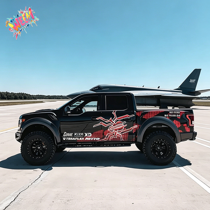 Red Tech Spider Pickup Truck Decal | Cyber Off-Road Vinyl Wrap Kit