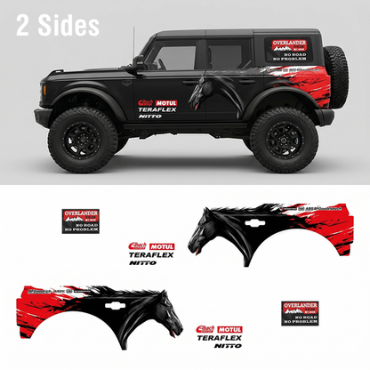 Black Horse SUV Decal for Bronco | Speed Brush Style Side Graphic Wrap