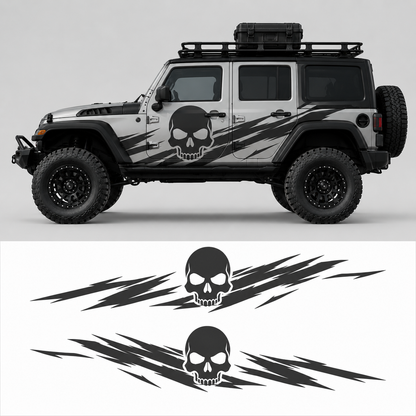 Skull Attack SUV Decal | Aggressive Side Vinyl Wrap for Off-Road Vehicles