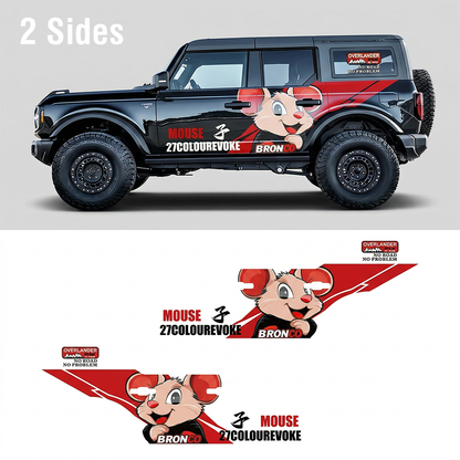 Cartoon Mouse Bronco Decal | Funny Character Vinyl Wrap for Ford Bronco