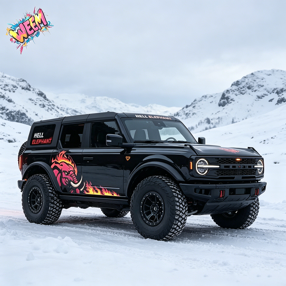 Flaming Elephant SUV Decal | Fire Beast Side Graphic Kit