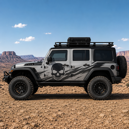 Skull Attack SUV Decal | Aggressive Side Vinyl Wrap for Off-Road Vehicles