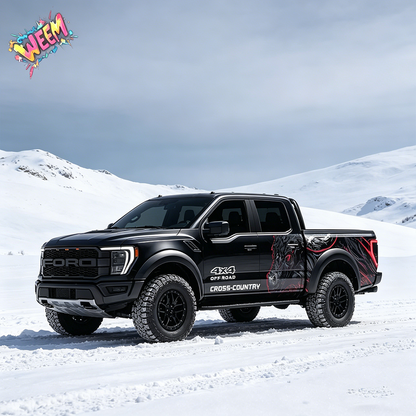 Black Bull Fury Truck Decal for Ford Raptor | 4x4 Off-Road Graphic Vinyl Wrap