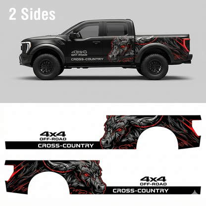 Black Bull Fury Truck Decal for Ford Raptor | 4x4 Off-Road Graphic Vinyl Wrap