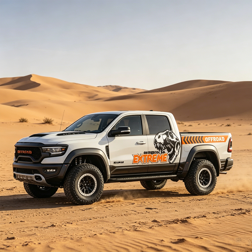 T-Rex Skull Off-Road Truck Decal for RAM 1500 | Extreme 4x4 Vinyl Wrap