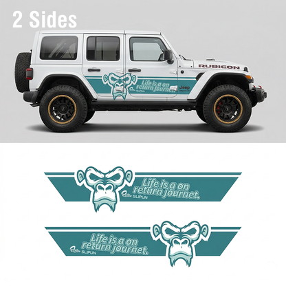 Monkey Stripe SUV Decal for Wrangler | Minimal Animal Side Graphic Wrap