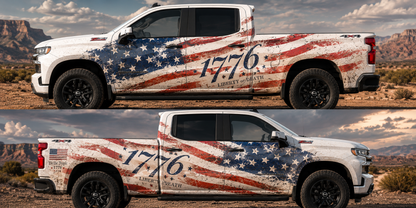 1776 Patriotic Truck Decal | Distressed American Flag Vinyl Wrap for Pickup Trucks