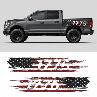 1776 American Flag Truck Decal for Ford F-150 | Patriotic Rear Bed Side Vinyl Wrap