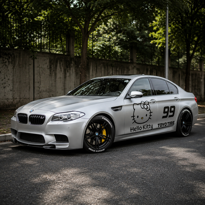 Kitty Racing Number Car Decal | Cute Motorsport Vinyl Wrap for Sport Sedans