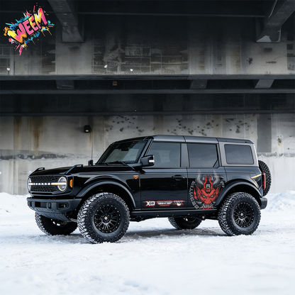 Red Oni Mask SUV Decal for Bronco | Japanese Demon Style Side Graphic Wrap