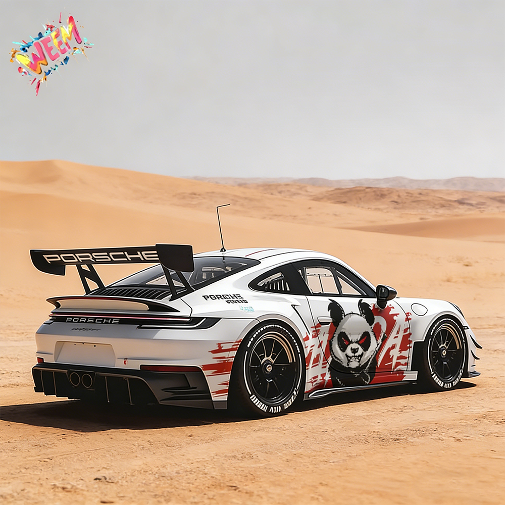 Panda Racing Car Decal for Sports Car | Animal Style Vinyl Wrap