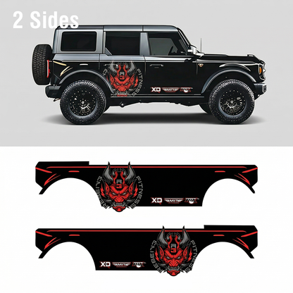 Red Oni Mask SUV Decal for Bronco | Japanese Demon Style Side Graphic Wrap
