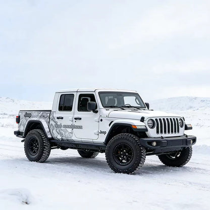 Topographic Contour Map Vinyl Wrap Applied on Truck – Minimal Off-Road Decal Side View