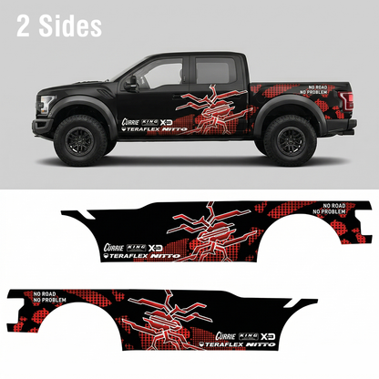 Red Tech Spider Pickup Truck Decal | Cyber Off-Road Vinyl Wrap Kit