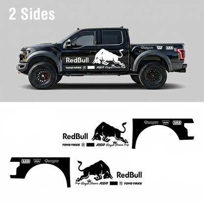 Charging Bull Truck Decal for Ford Raptor | Racing Sponsor Style Vinyl Wrap