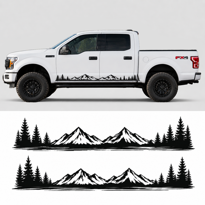 Minimalist Mountain Truck Decal for Ford F-150 | Nature Landscape Side Vinyl Wrap