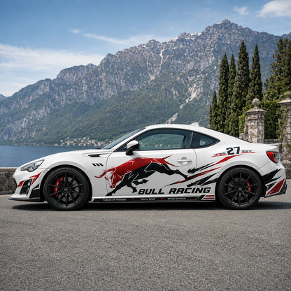 Bull Racing Car Decal for Sport Coupe | Performance Red Bull Style Vinyl