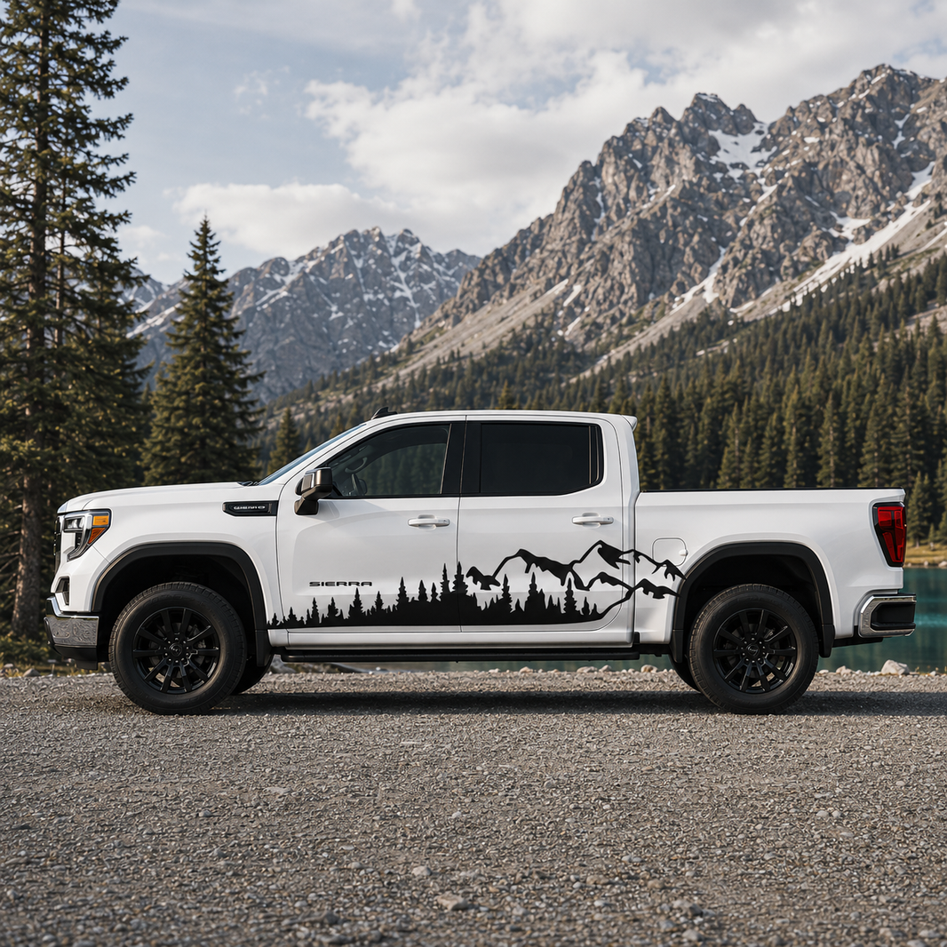 Mountain Forest Truck Decal for GMC Sierra 1500 | Wilderness Side Vinyl Wrap