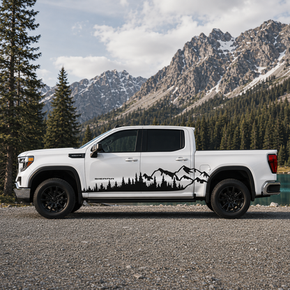Mountain Forest Truck Decal for GMC Sierra 1500 | Wilderness Side Vinyl Wrap