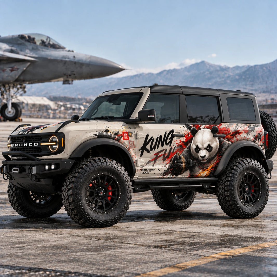 Kung Fu Panda Style SUV Decal for Bronco | Martial Arts Panda Side Graphic Wrap