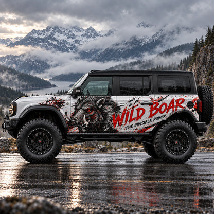Wild Boar SUV Decal for Ford Bronco | Aggressive Off-Road Animal Side Vinyl Wrap