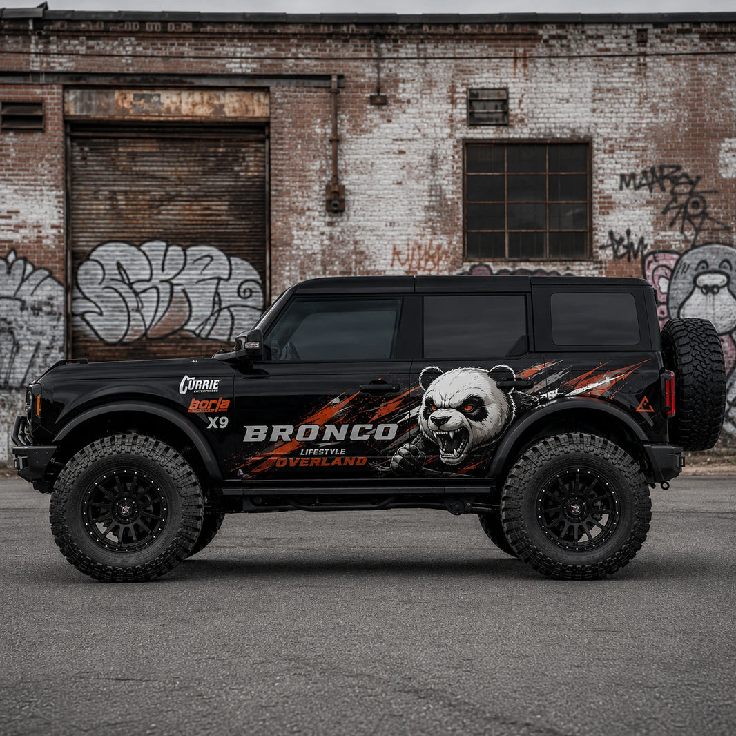 Angry Panda SUV Decal | Off-Road Cartoon Animal Side Graphic Vinyl Wrap Kit