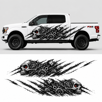 Mechanical Skull Truck Decal for Ford F-150 | Cyberpunk Side Vinyl Wrap