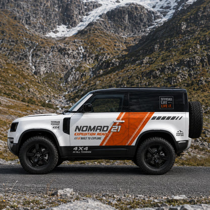 Orange Stripe Off-Road SUV Decal | Topographic Adventure Side Wrap Graphic
