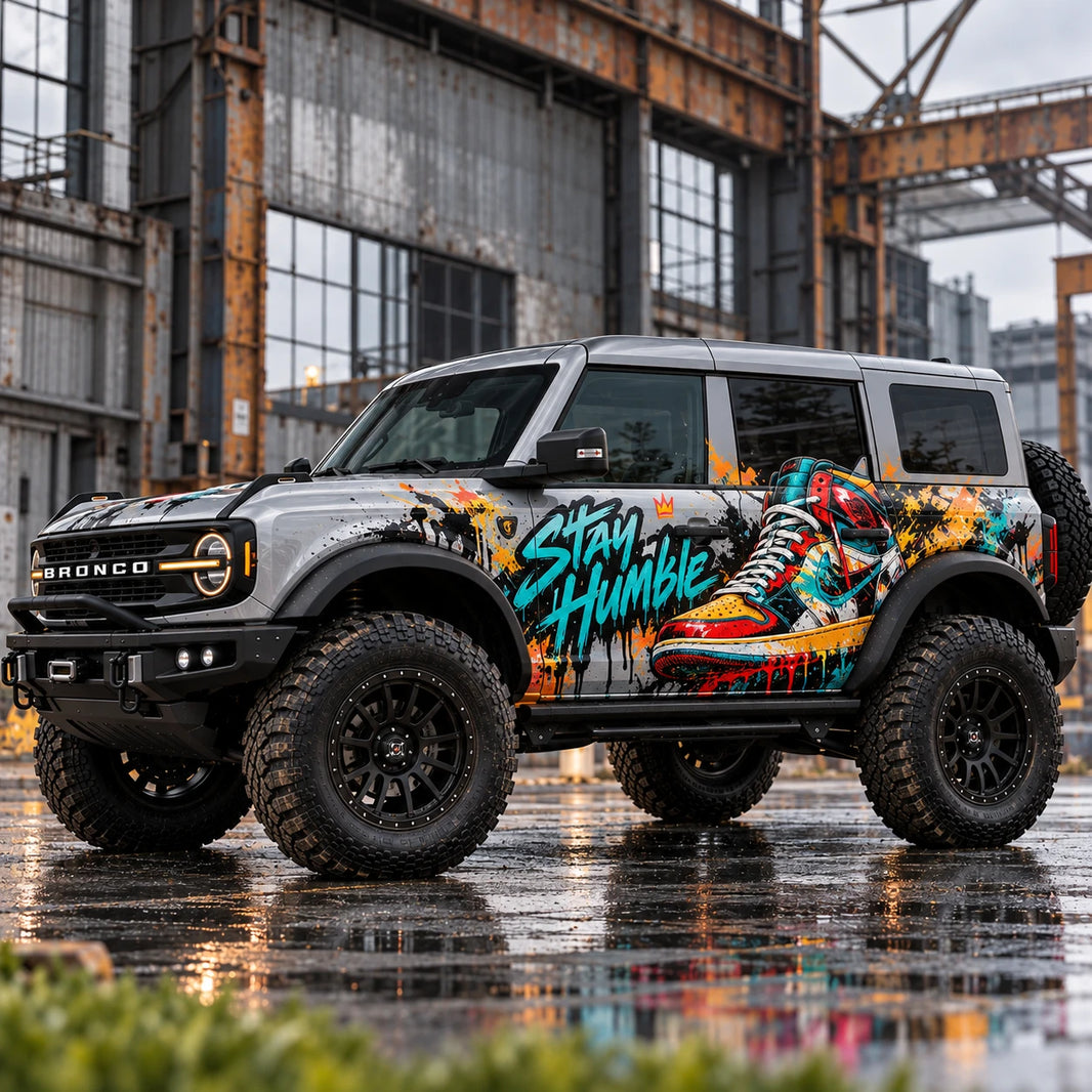 Colorful Street Art Car Decal for Ford Bronco | Graffiti Side Vinyl Wrap