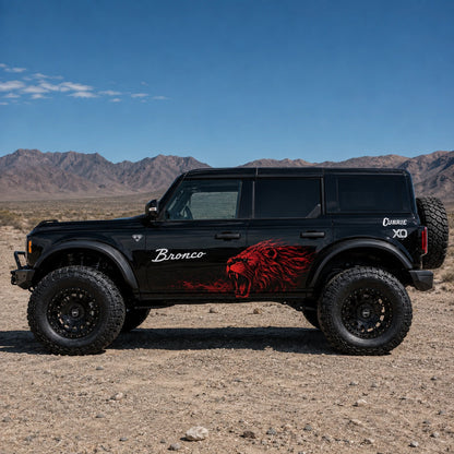 Red Lion Off-Road SUV Decal | Aggressive Animal Side Vinyl Wrap