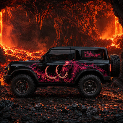 Flaming Elephant SUV Decal | Fire Beast Side Graphic Kit
