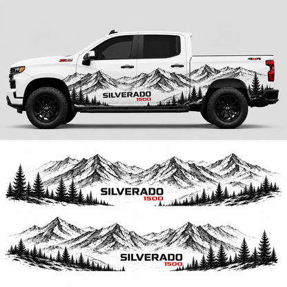 Alpine Mountain Truck Decal | Wilderness Landscape Vinyl Wrap for Pickup Trucks
