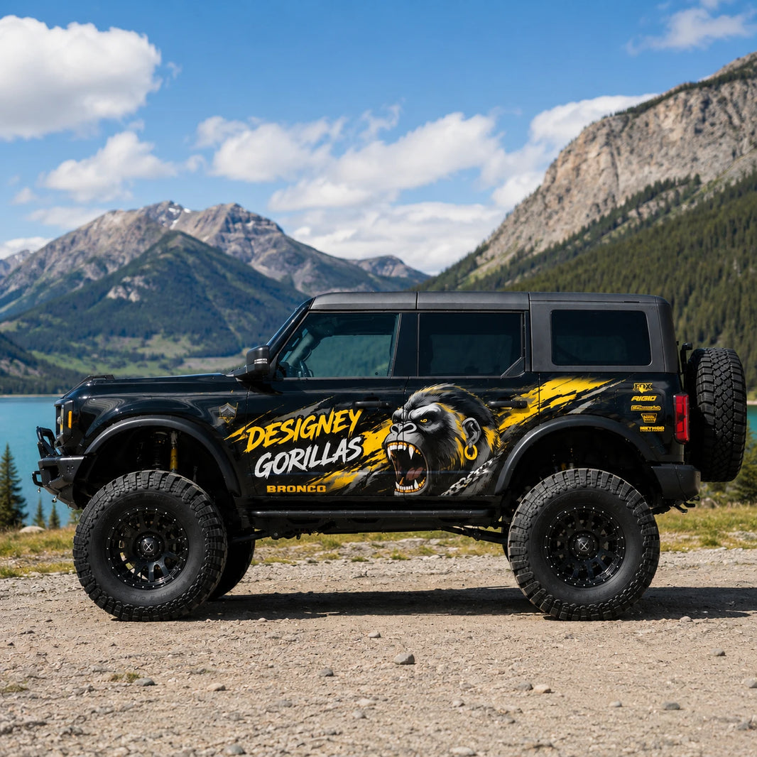 Aggressive Gorilla Head SUV Decal for Bronco | Muscle Animal Side Graphic Wrap