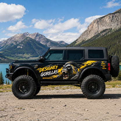 Aggressive Gorilla Head SUV Decal for Bronco | Muscle Animal Side Graphic Wrap