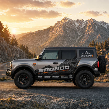 Topo Overland SUV Decal | Terrain Map Off-Road Side Vinyl Wrap for Jeep Bronco 4x4