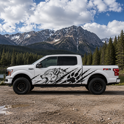 Wolf Claw Truck Decal for Ford F-150 | Aggressive Wolf Side Vinyl Wrap