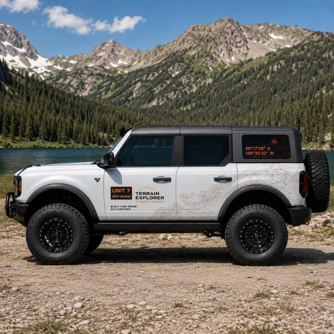 Topographic Map SUV Decal | Minimal Contour Side Graphic Kit