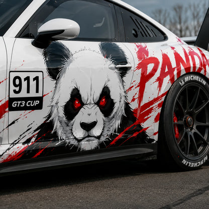 Panda Racing Car Decal for Sports Car | Animal Style Vinyl Wrap