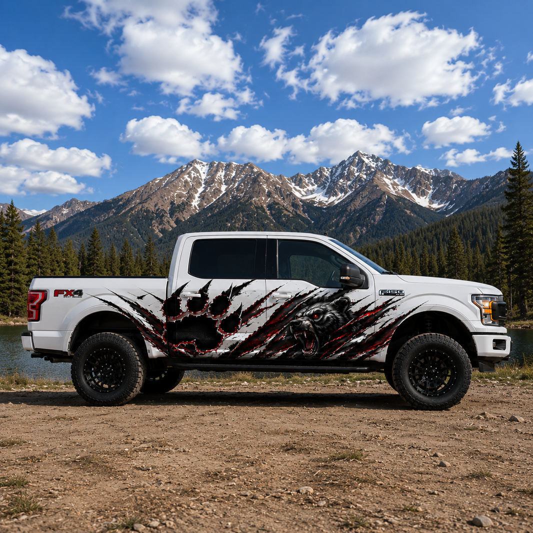 Bear Claw Truck Decal for Ford F-150 | Aggressive Animal Side Vinyl Wrap